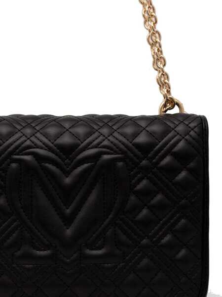 Genti de umar Moschino Love Quilted Faux Leather Bag With Golden Chain Black Femei (BM 9338087) 3