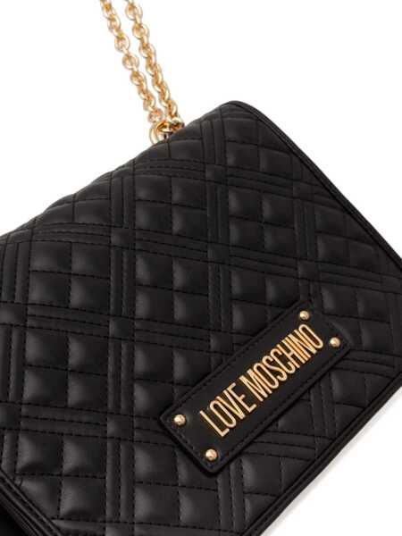 Genti de umar Moschino Love Quilted Faux Leather Bag With Golden Chain Black Femei (BM 9338087) 4