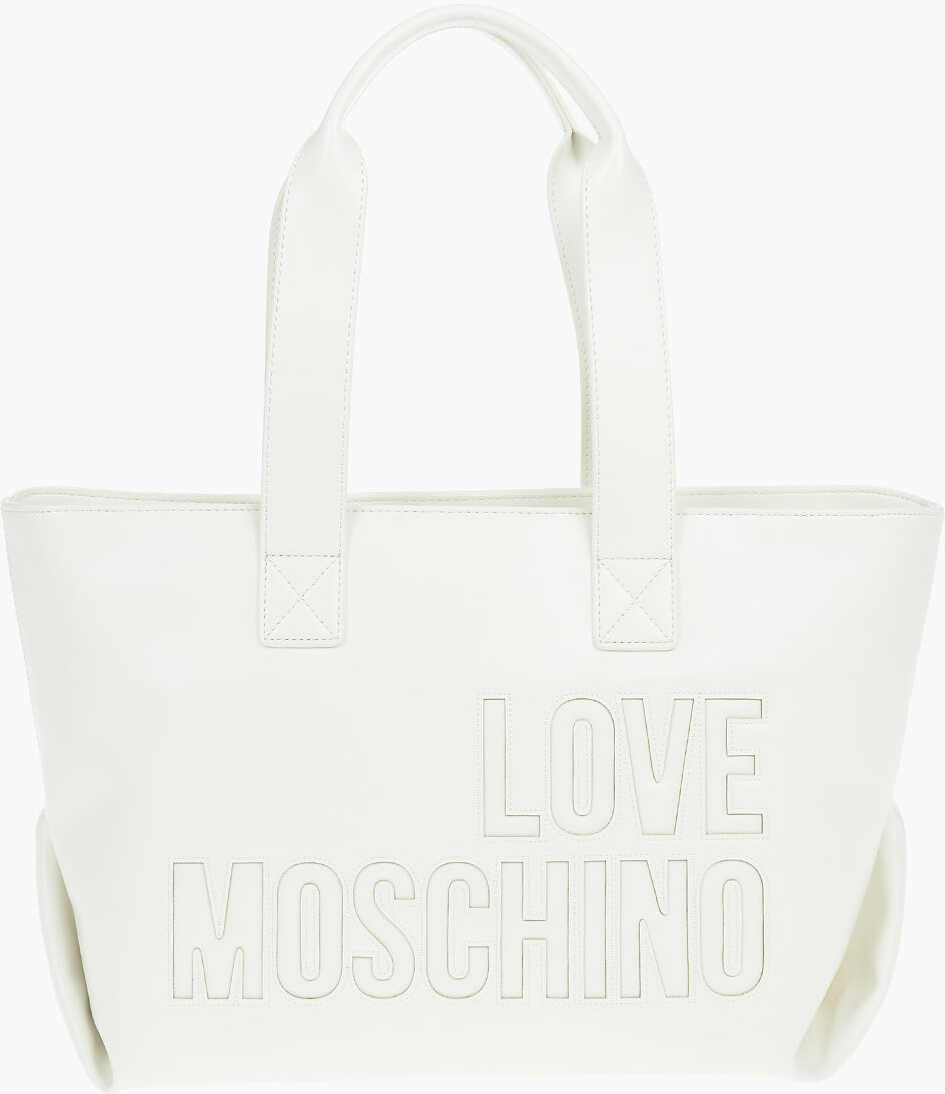 Love Faux Leather Maxi Tote Bag With Intarsio Front Logo