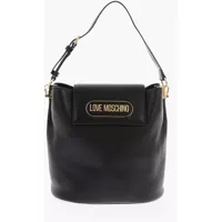 Genti de umar Love Textured Faux Leather Bucket Bag With Embossed Logo Femei