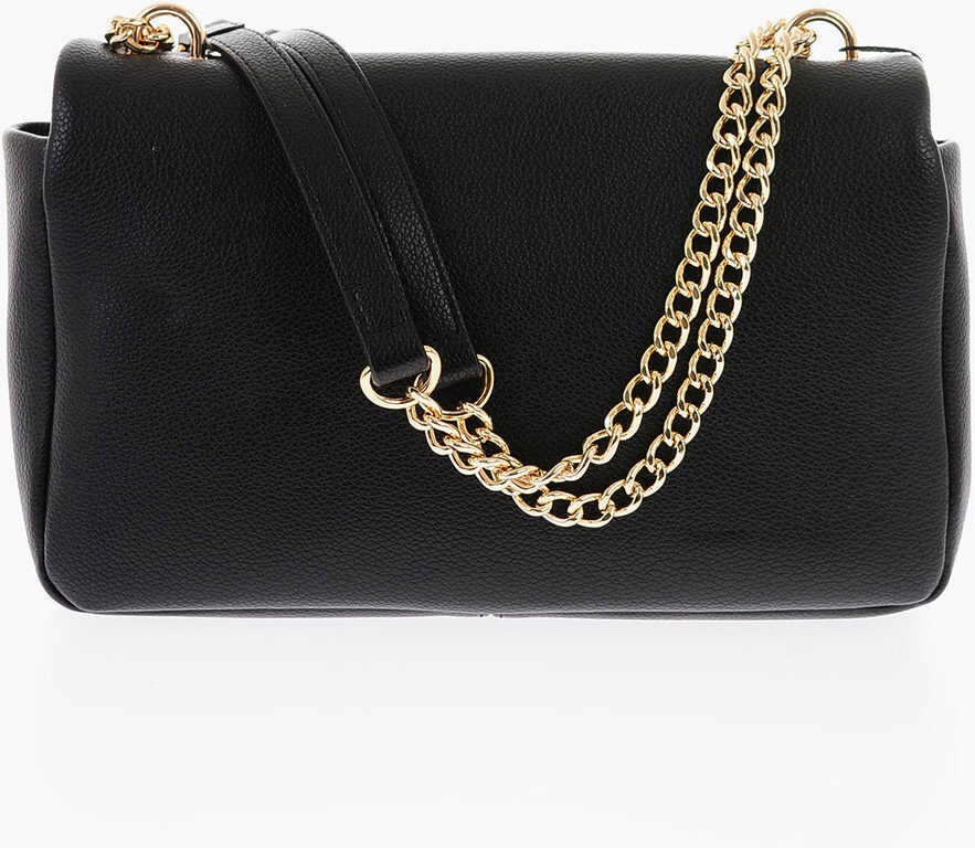 Genti de umar Moschino Love Textured Faux Leather Shoulder Bag With Golden Logo Black Femei (BM 9338129) 2