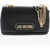 Moschino Love Textured Faux Leather Shoulder Bag With Golden Logo Black