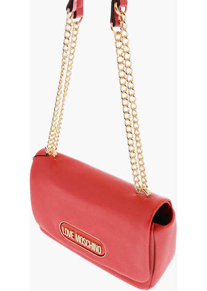 Genti de umar Moschino Love Textured Faux Leather Shoulder Bag With Golden Logo Red Femei (BM 9338132) 3