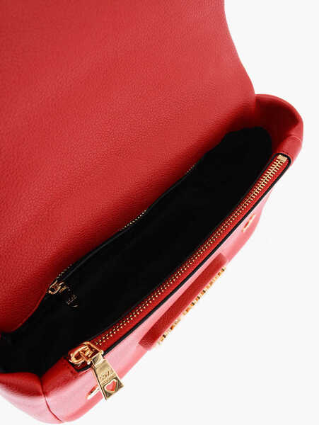 Genti de umar Moschino Love Textured Faux Leather Shoulder Bag With Golden Logo Red Femei (BM 9338132) 4