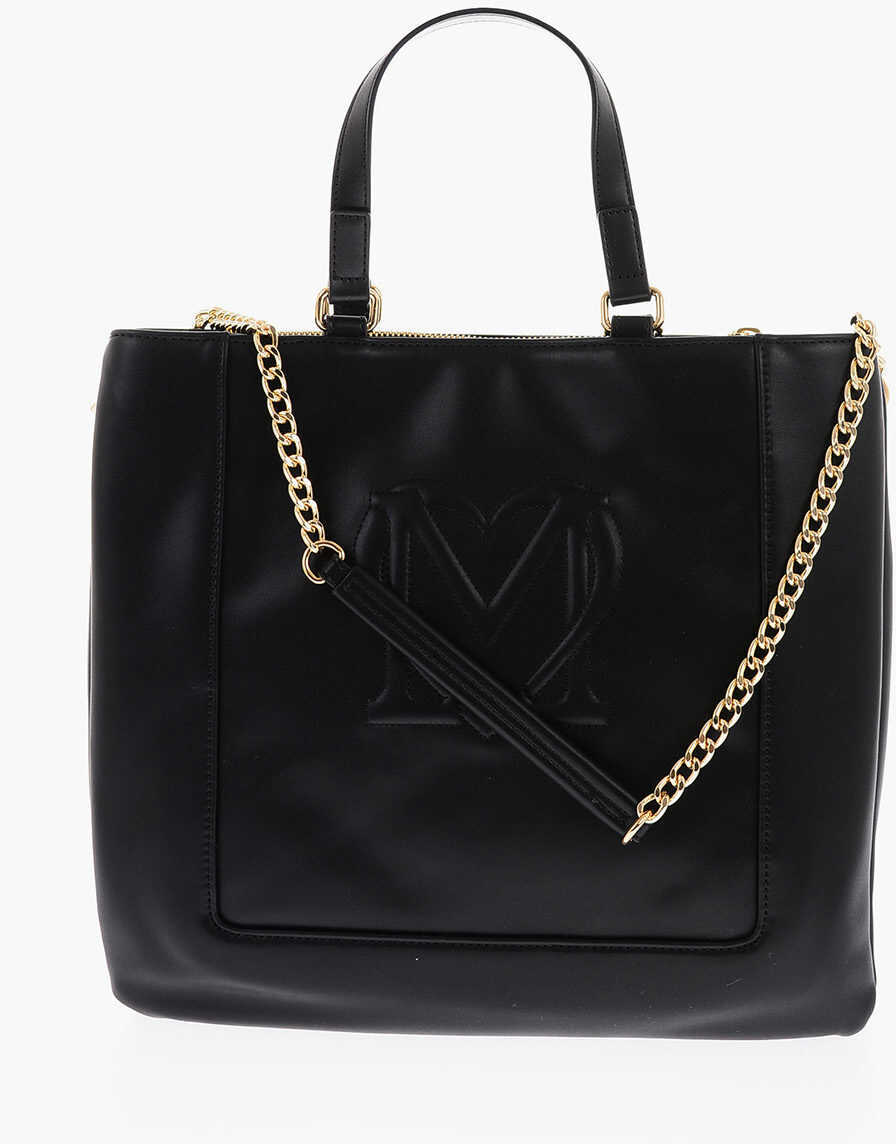 Genti de mana Moschino Love Faux Leather Maxi Monogram Handle Bag With Removable Ne Black Femei (BM 9338138) 2
