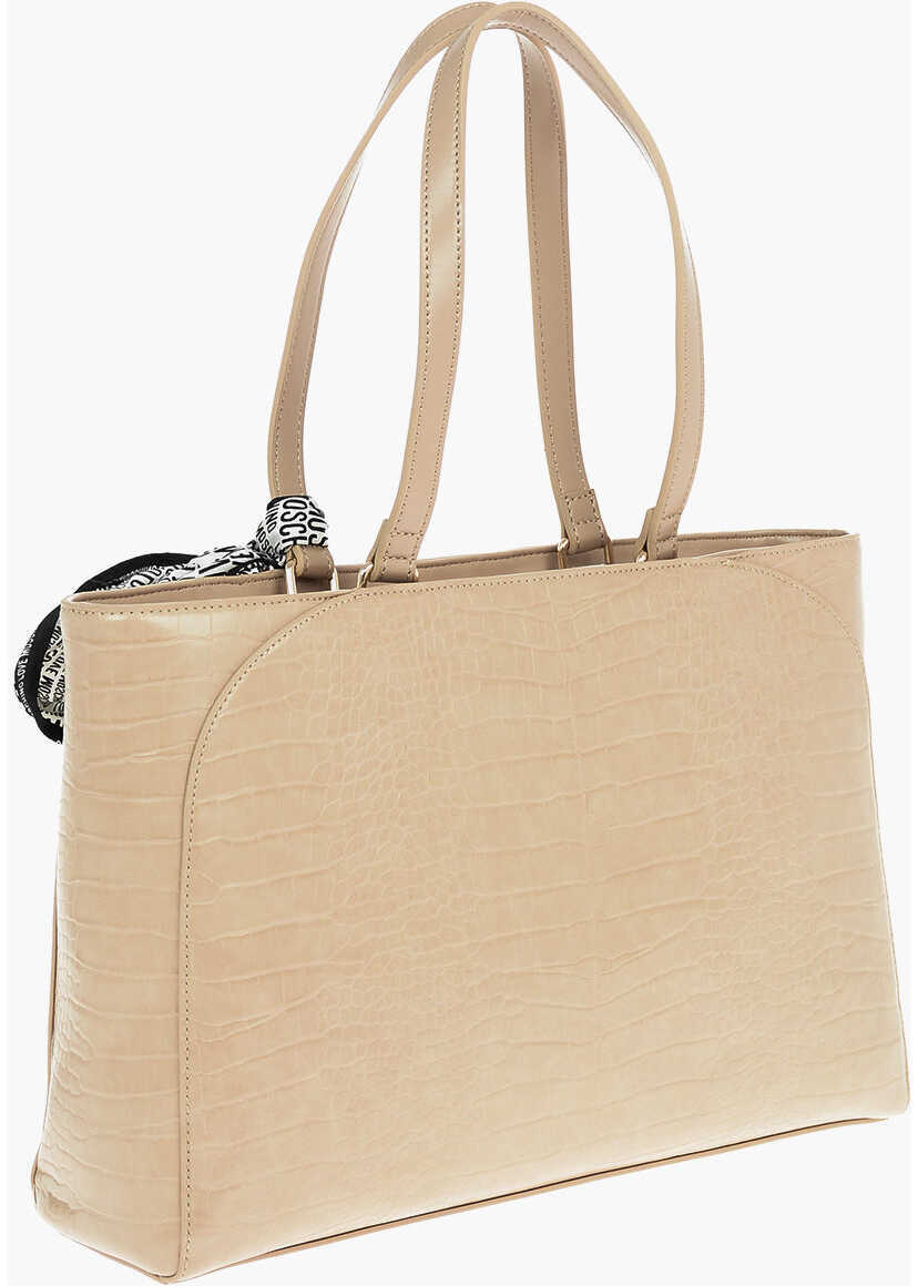 Genti de umar Moschino Love Faux Leather Crocodile Effect Tote Bag With Removable P Brown Femei (BM 9338261) 2