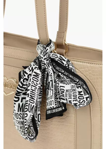 Genti de umar Moschino Love Faux Leather Crocodile Effect Tote Bag With Removable P Brown Femei (BM 9338261) 4