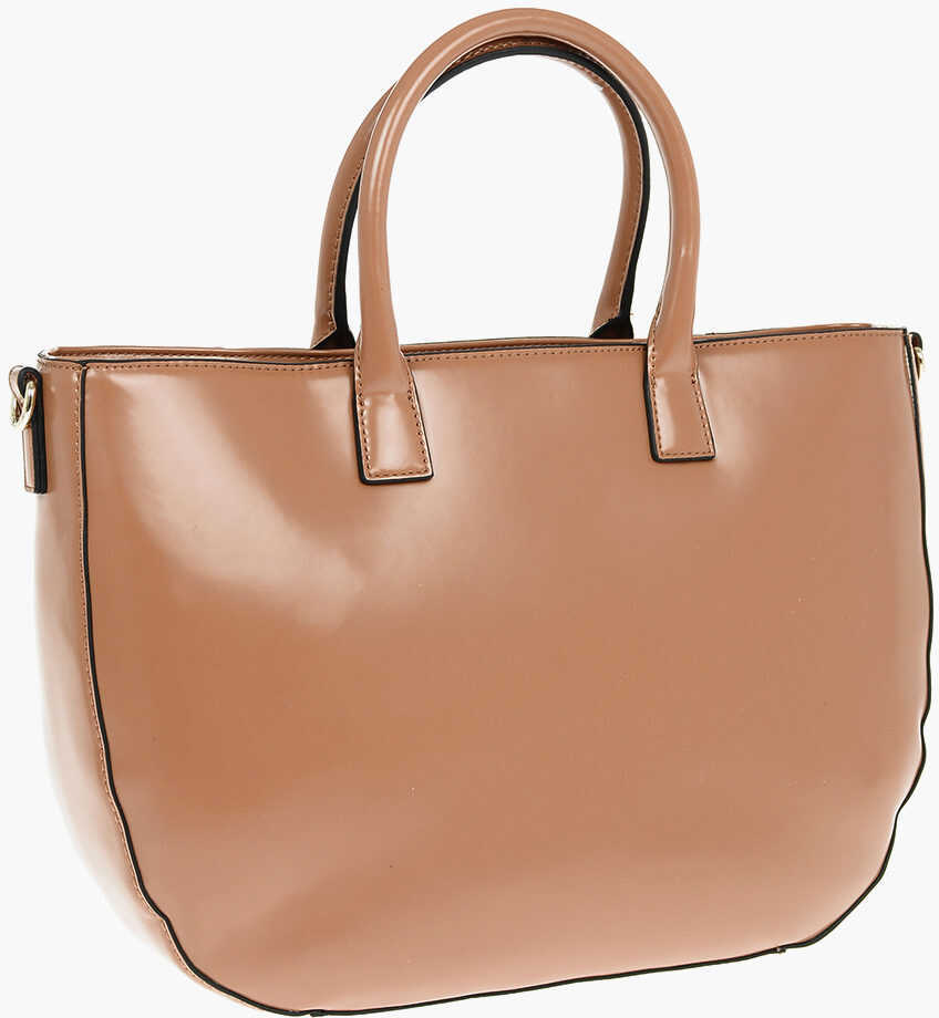 Genti de mana Moschino Love Removable Shoulder Strap Faux Leather Tote Bag Brown Femei (BM 9338270) 2
