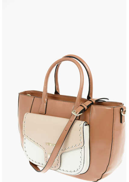 Genti de mana Moschino Love Removable Shoulder Strap Faux Leather Tote Bag Brown Femei (BM 9338270) 3