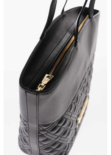 Genti de umar Moschino Love Quilted Faux Leather Tote Bag With Embossed Logo Black Femei (BM 9338282) 2