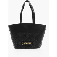 Genti de umar Love Quilted Faux Leather Tote Bag With Embossed Logo Femei