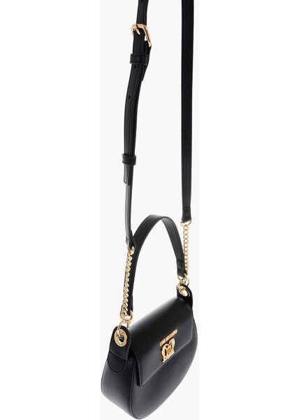 Genti de umar Moschino Love Faux Leather Mini Saddle Bag With Golden Closure Turn L Black Femei (BM 9338315) 3