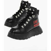 Botine Love 6Cm Faux Leather Combat Boots Chunkly Sole With Braided Femei