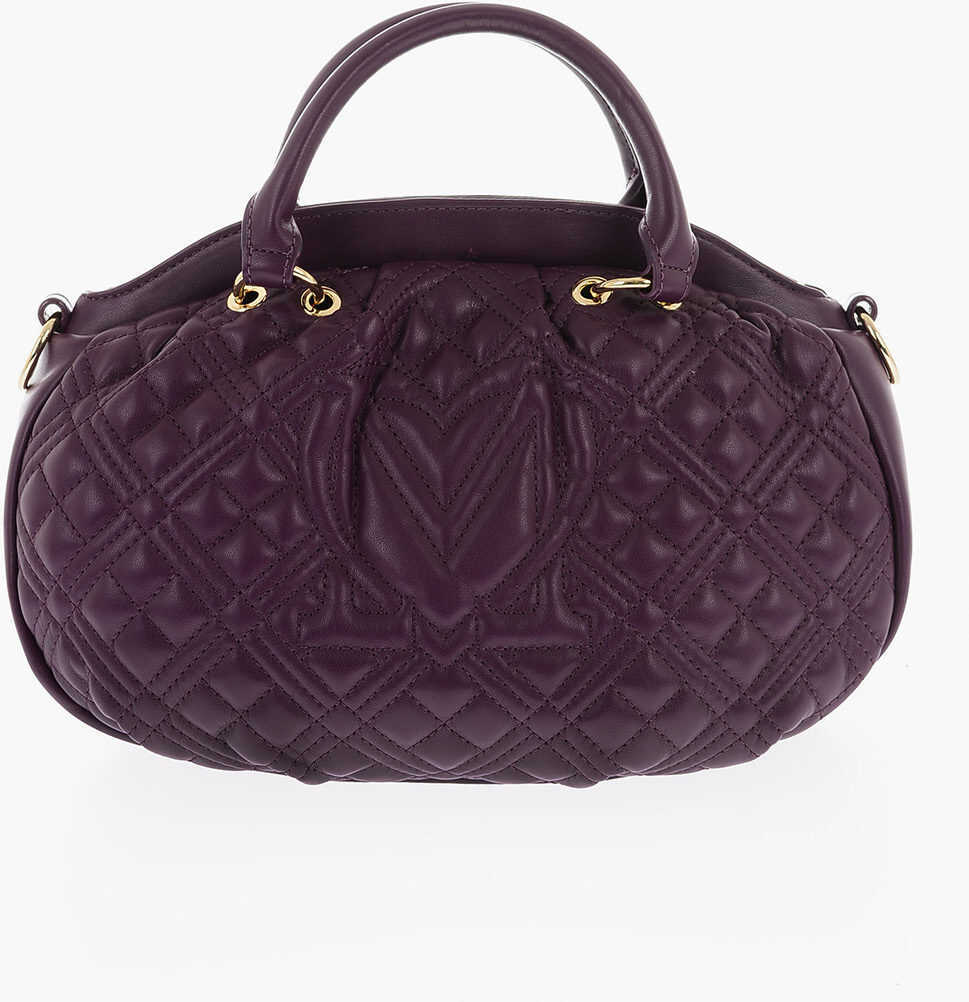 Genti de mana Moschino Love Quilted Faux Leather Bag With Double Handle And Removab Violet Femei (BM 9338663) 2
