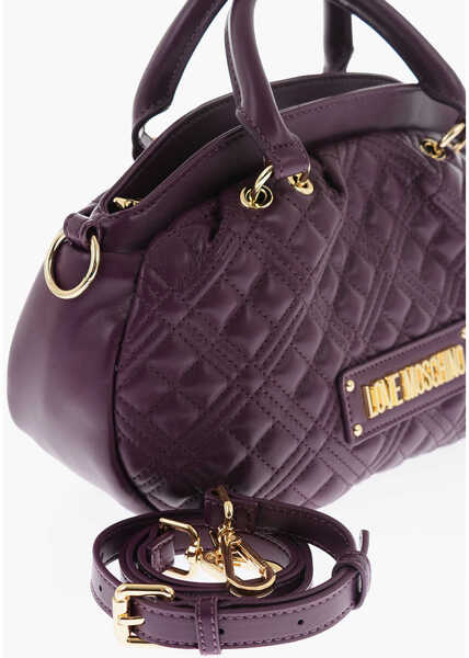 Genti de mana Moschino Love Quilted Faux Leather Bag With Double Handle And Removab Violet Femei (BM 9338663) 3