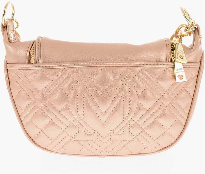 Genti tip postas Moschino Love Quilted Shiny Faux Leather Crossbody Bag With Golden Ch Gold Femei (BM 9338669) 3