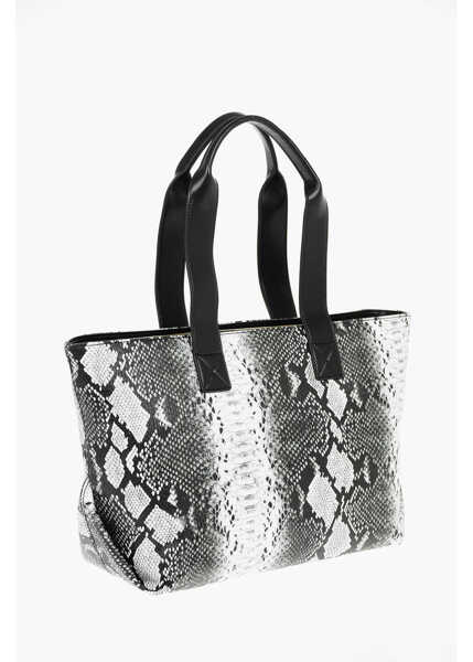 Genti de umar Moschino Love Snake Effect Faux Leather Tote Bag Black & White Femei (BM 9338672) 2