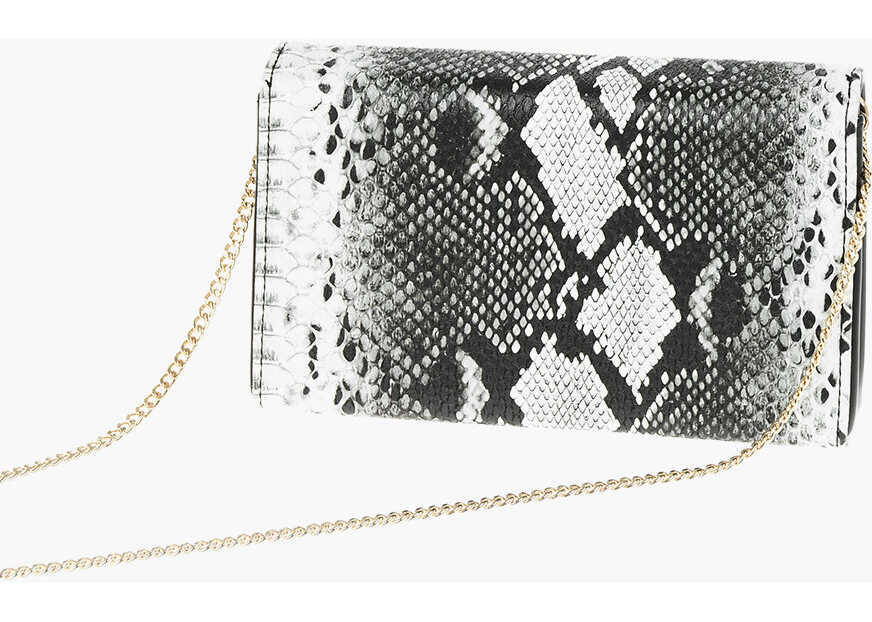 Genti tip postas Moschino Love Snake Effect Faux Leather Crossbody Bag Black & White Femei (BM 9338687) 2