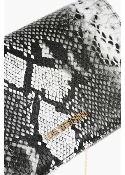 Genti tip postas Moschino Love Snake Effect Faux Leather Crossbody Bag Black & White Femei (BM 9338687) 4