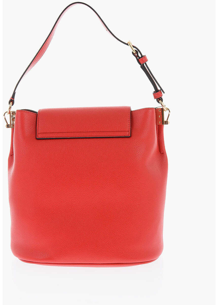Genti de umar Moschino Love Textured Faux Leather Bucket Bag With Magnetic Closure Red Femei (BM 9338726) 3