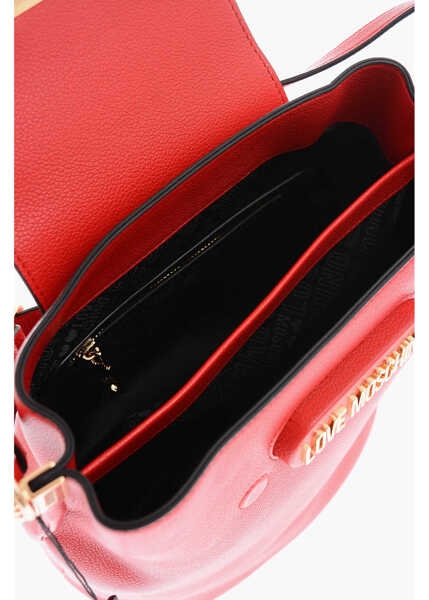 Genti de umar Moschino Love Textured Faux Leather Bucket Bag With Magnetic Closure Red Femei (BM 9338726) 4