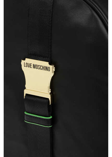Rucsacuri Moschino Love Logoed Shoulder Strap Faux Leather Safety Backpack Black Femei (BM 9339863) 4