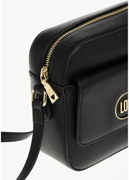 Genti tip postas Moschino Love Textured Faux Leather Camera Bag With Front Pocket Black Femei (BM 9340364) 4