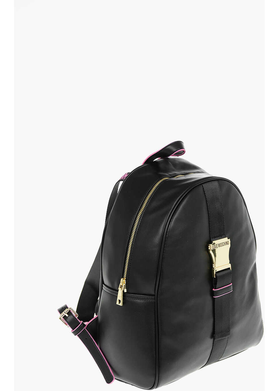 Rucsacuri Moschino Love Logoed Shoulder Strap Faux Leather Safety Backpack Black Femei (BM 9340652) 3