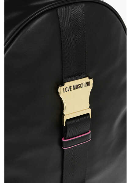 Rucsacuri Moschino Love Logoed Shoulder Strap Faux Leather Safety Backpack Black Femei (BM 9340652) 4