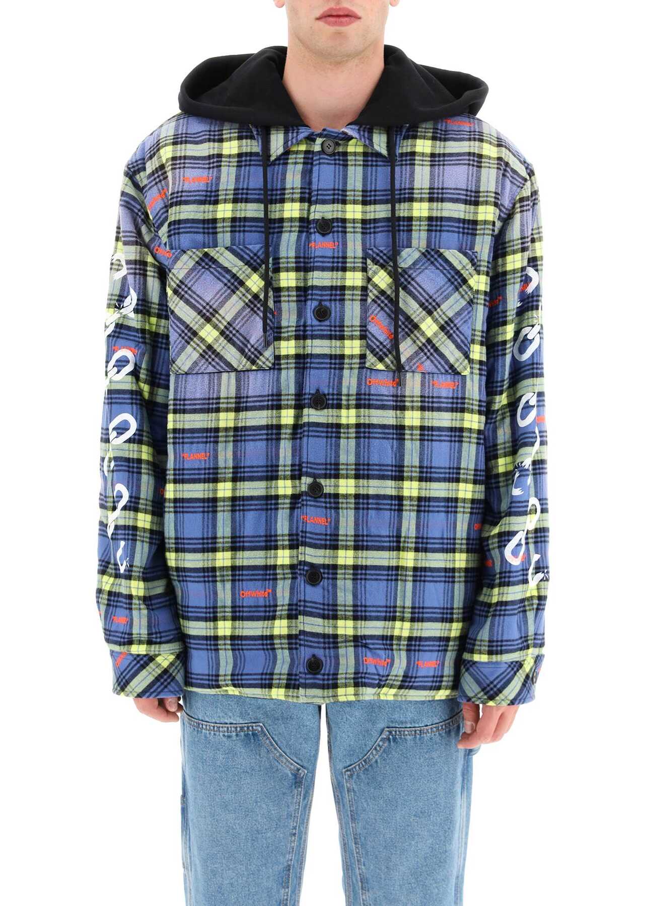 Off-White Check Flannel Padded Overshirt DUSTY BLUE