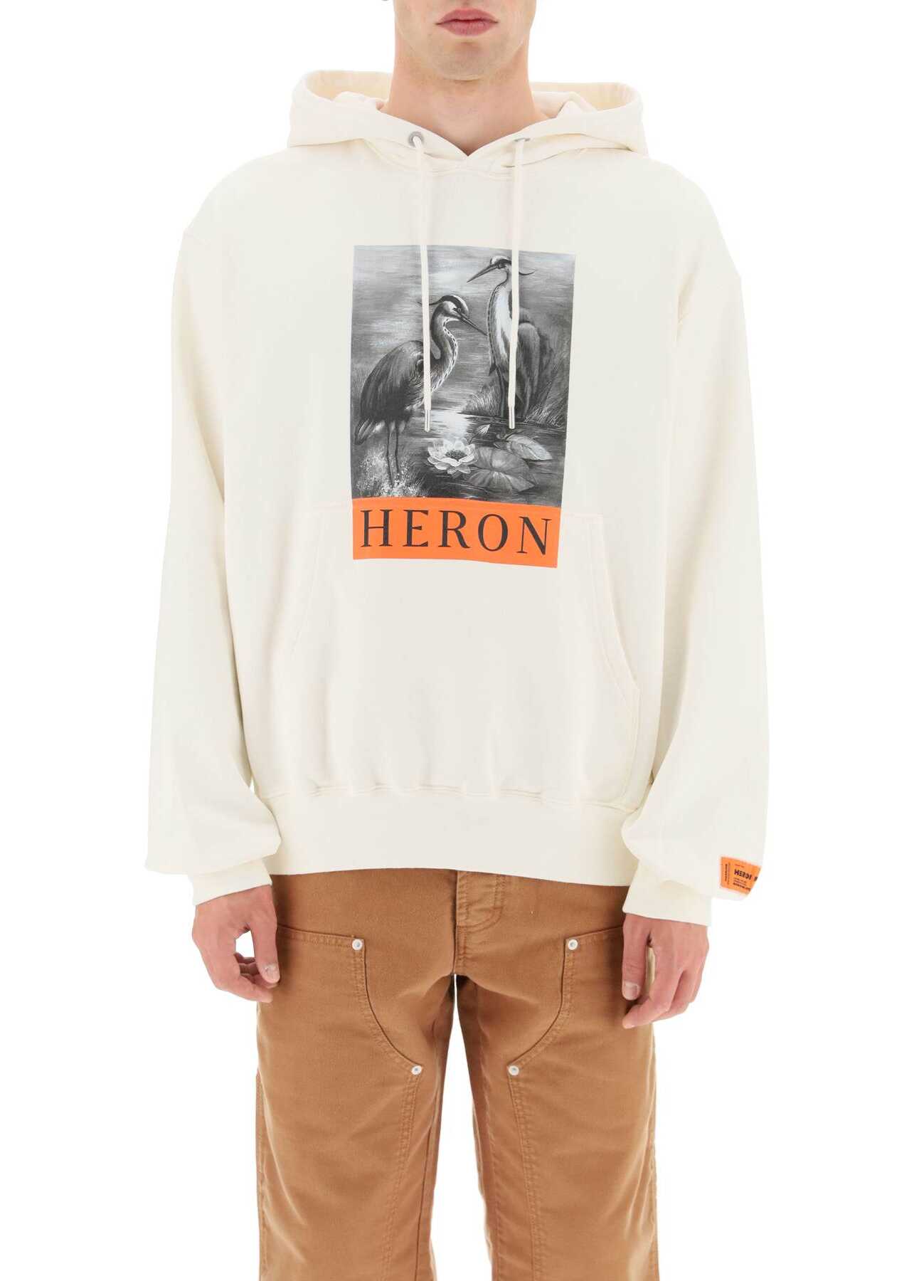 Heron Preston B/W Herons Print Hoodie WHITE BLACK