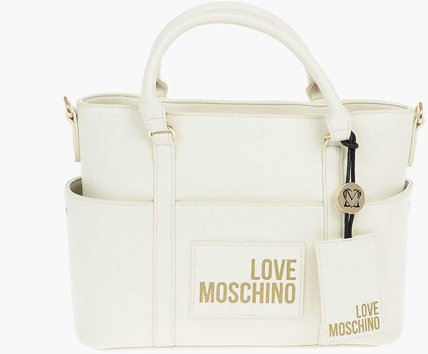Love Logo Printed Faux Leather Tote Bag