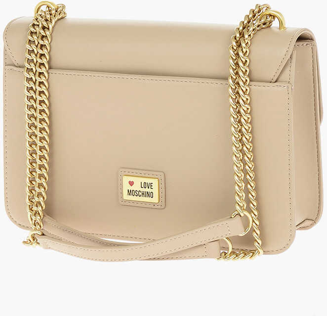 Genti de umar Moschino Love Faux Leather Shoulder Bag With Maxi Clam Heart Clamp Beige Femei (BM 9341768) 2