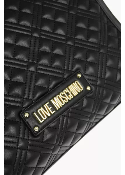 Genti de mana Moschino Love Quilted Faux Leather Tote Bag With Maxi Monogram Black Femei (BM 9341780) 4