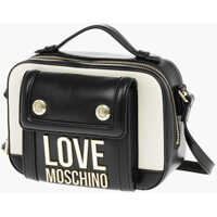 Genti tip postas Love Golden Logo Two-Tone Faux Leather Crossbody Bag Femei