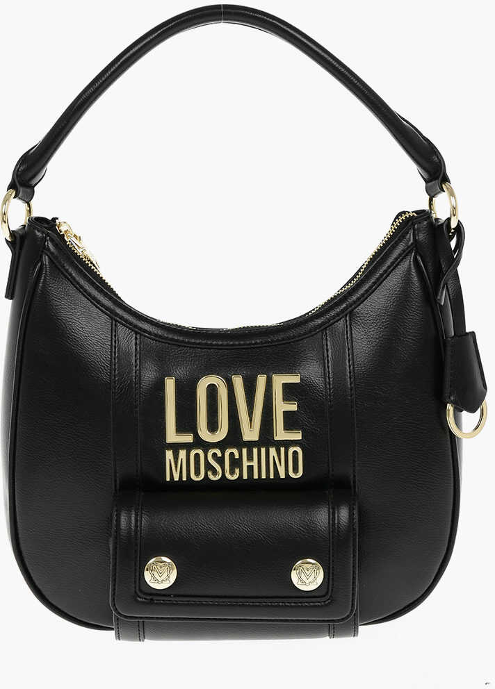 Love Maxi Pocket Faux Leather Hobo Bag With Embossed Logo