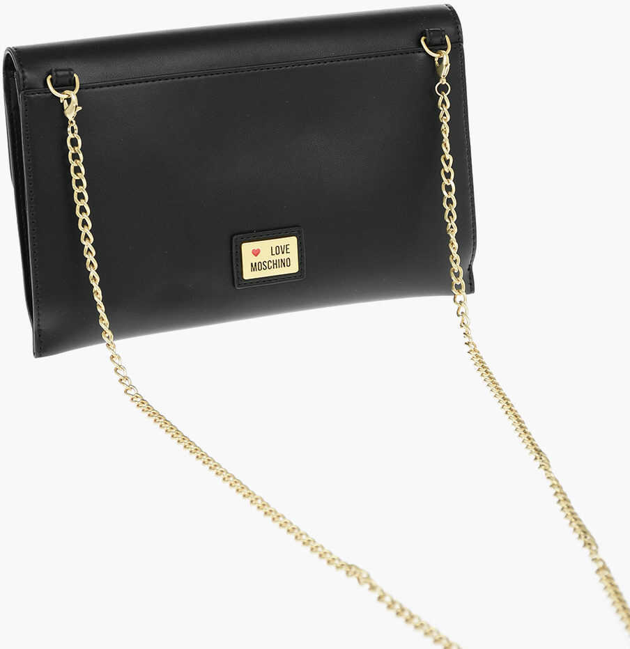 Genti tip postas Moschino Love Removable Chain Shoulder Strap Faux Leather Clutch Black Femei (BM 9341807) 2