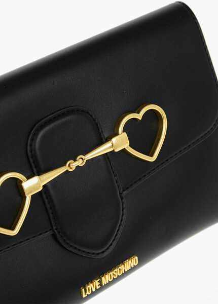 Genti tip postas Moschino Love Removable Chain Shoulder Strap Faux Leather Clutch Black Femei (BM 9341807) 4