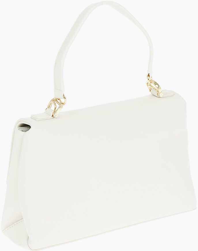 Genti de mana Moschino Love Faux Leather Bag With Front Monogram And Turn Lock Clos White Femei (BM 9341810) 2