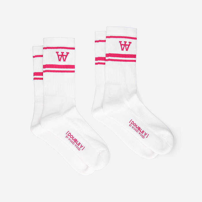 Wood Wood Socks Con 2-pack Socks 10239005-9517 BEETROOT WHITE