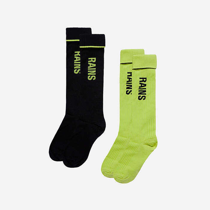 Rains Logo Socks 2-pack 20250 DIGITAL LIME/BLACK black