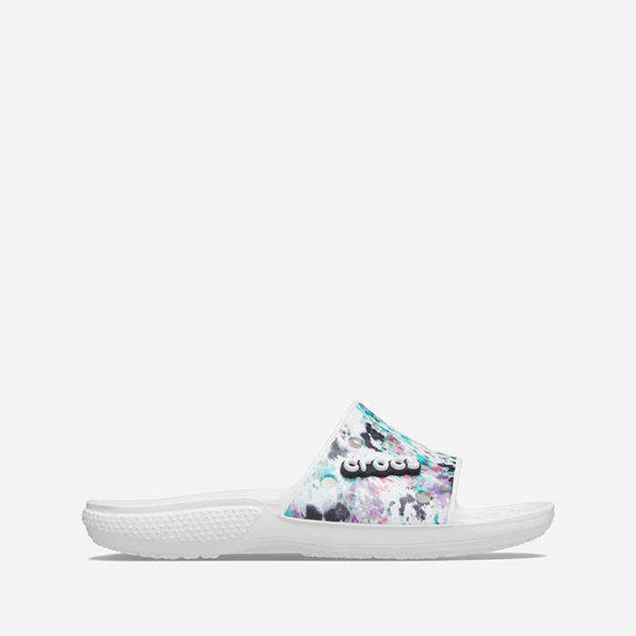 Crocs Classic Tie Dye Graphic Slide 206520 MULTI/WHITE WHITE