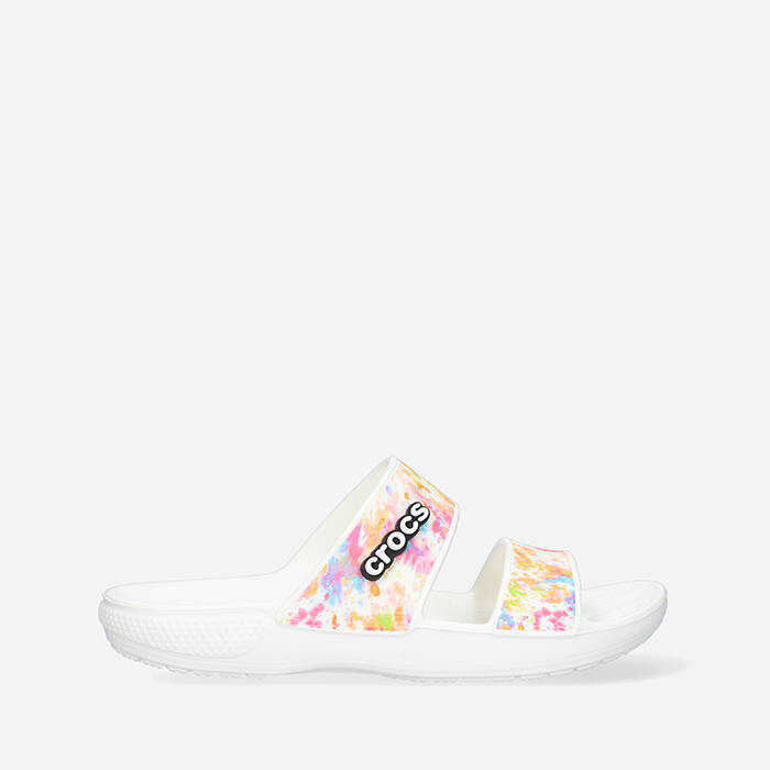 Crocs Classic Tie Dye Graphic Sandal 207283 MULTI/WHITE WHITE