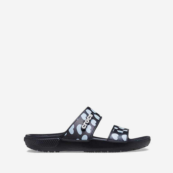 Crocs Classic Heart Print Sandal 207680 BLACK/WHITE black