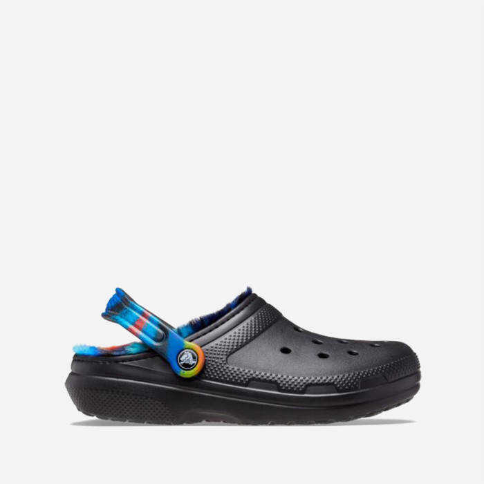 Crocs Flaps Classic Lined Spray Dye Clog 208045 BLACK / MULTI black