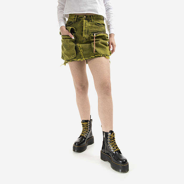 Aries Skirt Acid Washed Cargo Skirt AR32304 LIME GREEN