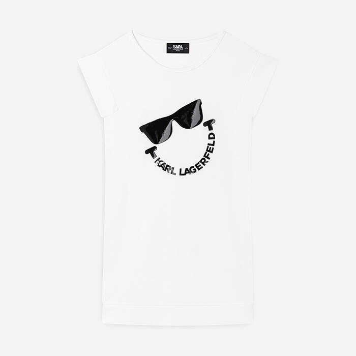 Karl Lagerfeld x Smiley Short Sleeved Dress Z12204 10B WHITE