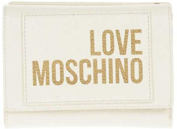 Moschino Love Logo Printed Faux Leather Wallet Beige