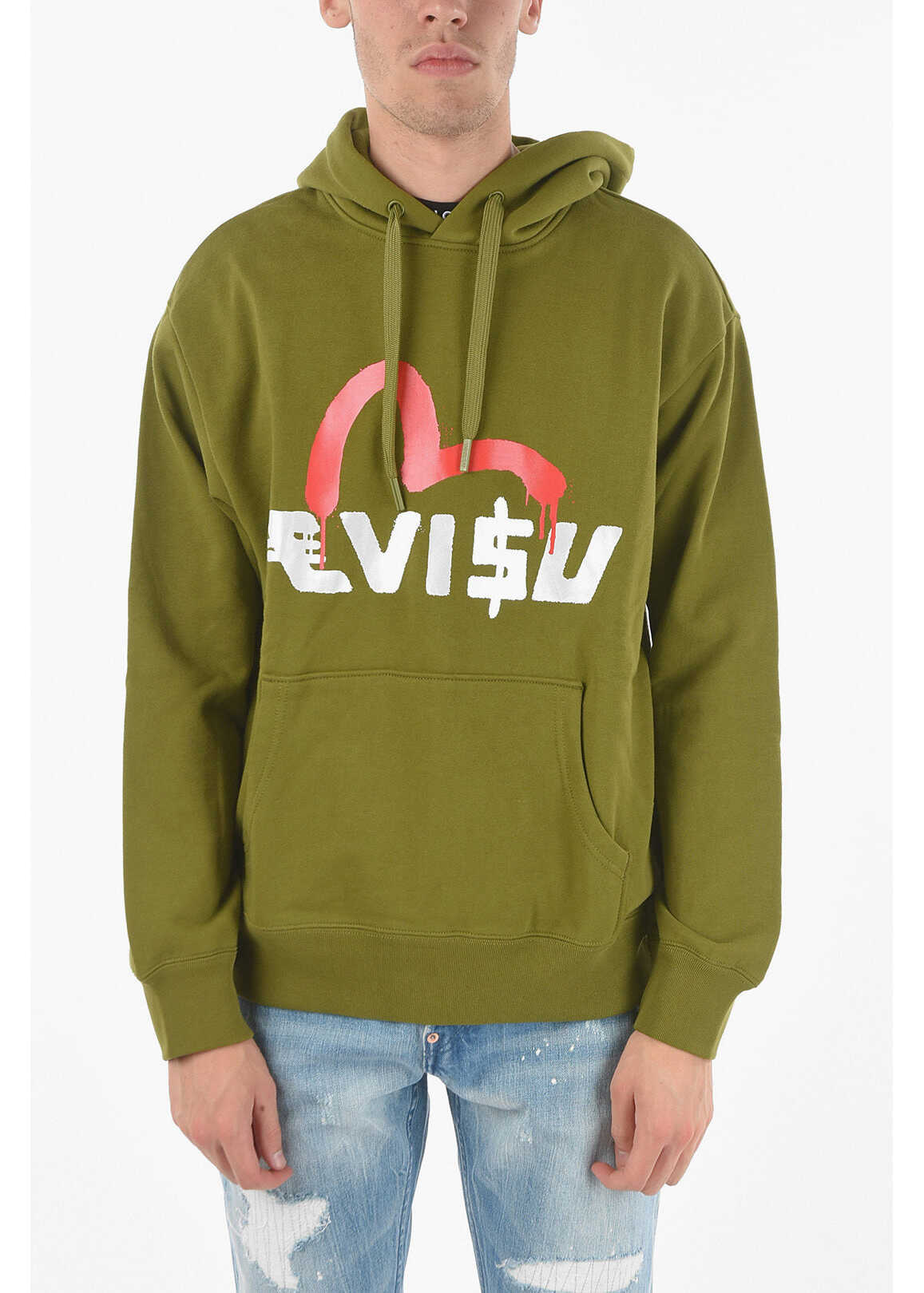 Evisu Logo Printed Hoodie Green