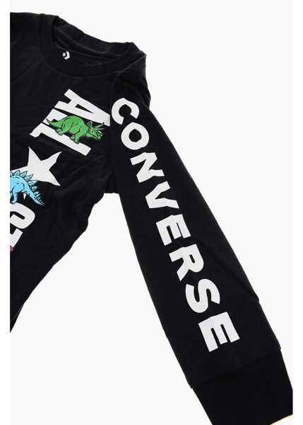 Tricouri Converse All Star Dinosaurs Printed Long Sleeve T-Shirt Black Baieti (BM 9358211) 2